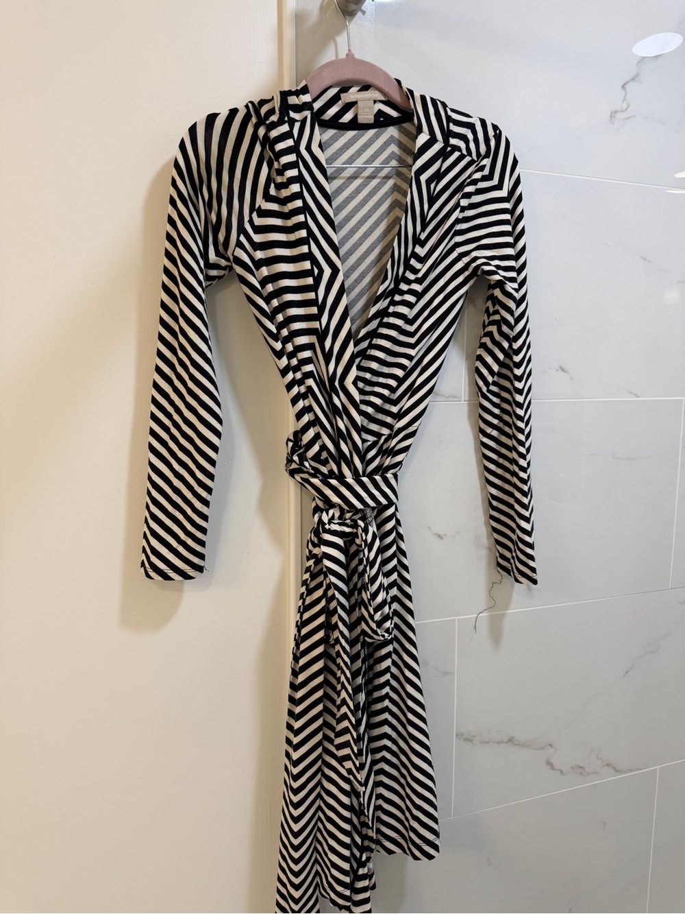 Banana Republic Black and White Striped Wrap Dress